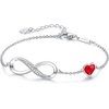 image:imageCDE 925 Sterling Silver Infinity Birthstone Bracelet Jewelry Gift for WomenCrystalRed