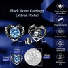 image:imageCDE Angel Wing Black Gothic Heart Birthstone Stud Earrings HypoallergenicBlack03MarAquamarineLight Blue Birthstone
