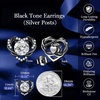 image:imageCDE Angel Wing Black Gothic Heart Birthstone Stud Earrings HypoallergenicBlack04AprWhite Birthstone