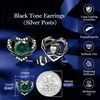 image:imageCDE Angel Wing Black Gothic Heart Birthstone Stud Earrings HypoallergenicBlack05MayEmerald Green Birthstone