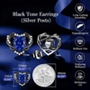 image:imageCDE Angel Wing Black Gothic Heart Birthstone Stud Earrings HypoallergenicBlack09SeptSpahhire Blue Birthstone