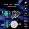 image:imageCDE Angel Wing Black Gothic Heart Birthstone Stud Earrings HypoallergenicBlack12DecBlue Zircon Birthstone