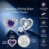 image:imageCDE Angel Wing Black Gothic Heart Birthstone Stud Earrings HypoallergenicWhite02FebAmethsy Purple Birthstone