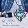 image:imageCDE Angel Wings Heart Birthstone Pendant Necklace Gift for WomenBlack03AquamarineLight Blue Birthstone