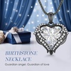 image:imageCDE Angel Wings Heart Birthstone Pendant Necklace Gift for WomenBlack04White Birthstone