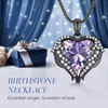 image:imageCDE Angel Wings Heart Birthstone Pendant Necklace Gift for WomenBlack06Alexandrite Light Purple Birthstone