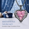 image:imageCDE Angel Wings Heart Birthstone Pendant Necklace Gift for WomenBlack10Opal Pink Birthstone