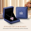 image:imageCDE Angel Wings Heart Birthstone Pendant Necklace Gift for WomenBlack10Opal Pink Birthstone