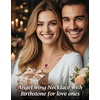 image:imageCDE Angel Wings Heart Birthstone Pendant Necklace Gift for WomenRose Gold0107Ruby Red Birthstone