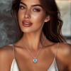 image:imageCDE Angel Wings Heart Birthstone Pendant Necklace Gift for WomenWhite12aBlue Zircon Birthstone