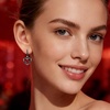 image:imageCDE Angel Wings Heart Gothic Birthstone Dangle Earrings WaterproofBlack0107JanJuly Ruby Red Birthstone