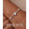 image:imageCDE Engraved I Love You Heart Moissanite Bracelets Jewellry Gifts for WomenRhodium Plated