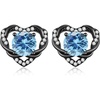 image:imageCDE Angel Wing Black Gothic Heart Birthstone Stud Earrings HypoallergenicBlack03MarAquamarineLight Blue Birthstone