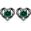 image:imageCDE Angel Wing Black Gothic Heart Birthstone Stud Earrings HypoallergenicBlack05MayEmerald Green Birthstone
