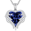 image:imageCDE Angel Wings Heart Birthstone Pendant Necklace Gift for WomenWhite09Spahhire Blue Birthstone