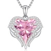 image:imageCDE Angel Wings Heart Birthstone Pendant Necklace Gift for WomenWhite10Opal Pink Birthstone