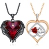 image:imageCDE Angel Wings Necklaces  Rose Gold Double Birthstone Necklace for Women Jewelry Gifts for Wife Mom Girlfriend Lady Her