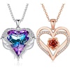 image:imageCDE Angel Wings Necklaces  S925 Silver Rose Gold Heart Birthstone Necklaces for Women Wedding or Birthday Jewelry Gifts for Mom Wife Girlfriend Her