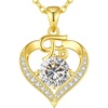 image:imageCDE S925 Silver Initial Love Heart Moissanite Necklace with 18K Gold PlatedInitial E  2 Carat