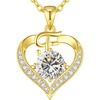 image:imageCDE S925 Silver Initial Love Heart Moissanite Necklace with 18K Gold PlatedInitial F  2 Carat