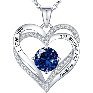 image:imageCDE 18K Rose Gold Heart Pendant NecklacesBirthstone Jewelry Gifts for Wife09SetSapphire Blue