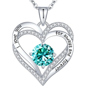 image:imageCDE 18K Rose Gold Heart Pendant NecklacesBirthstone Jewelry Gifts for Wife12DecZircon Blue