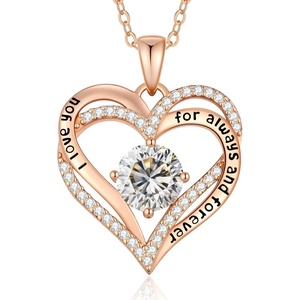 image:imageCDE 18K Rose Gold Heart Pendant NecklacesBirthstone Jewelry Gifts for WifeMoissaniteRose Gold