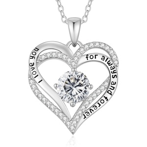 image:imageCDE 18K Rose Gold Heart Pendant NecklacesBirthstone Jewelry Gifts for WifeMoissaniteSilver