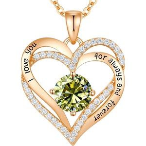 image:imageCDE 18K Rose Gold Heart Pendant NecklacesBirthstone Jewelry Gifts for WifeRose Gold08Aug