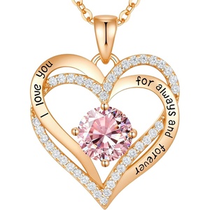 image:imageCDE 18K Rose Gold Heart Pendant NecklacesBirthstone Jewelry Gifts for WifeRose Gold10Oct