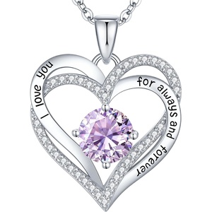 image:imageCDE 18K Rose Gold Heart Pendant NecklacesBirthstone Jewelry Gifts for WifeSliver06June
