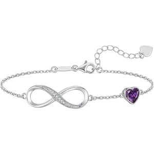 image:imageCDE 925 Sterling Silver Infinity Birthstone Bracelet Jewelry Gift for Women02FebTanzanite Purple