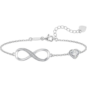 image:imageCDE 925 Sterling Silver Infinity Birthstone Bracelet Jewelry Gift for Women04AprClear White