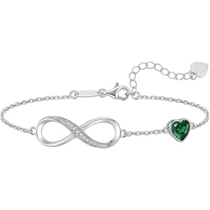 image:imageCDE 925 Sterling Silver Infinity Birthstone Bracelet Jewelry Gift for Women05MayEmerald Green