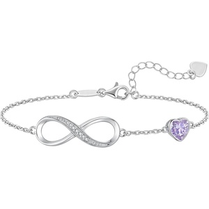 image:imageCDE 925 Sterling Silver Infinity Birthstone Bracelet Jewelry Gift for Women06JunAlexandrite Light Purple