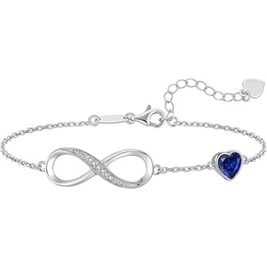 image:imageCDE 925 Sterling Silver Infinity Birthstone Bracelet Jewelry Gift for Women09SetSapphire Blue