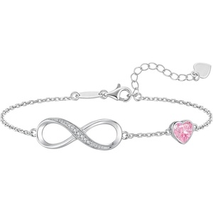image:imageCDE 925 Sterling Silver Infinity Birthstone Bracelet Jewelry Gift for Women10OctVintage Pink