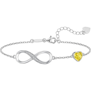 image:imageCDE 925 Sterling Silver Infinity Birthstone Bracelet Jewelry Gift for Women11NovCitrine Yellow