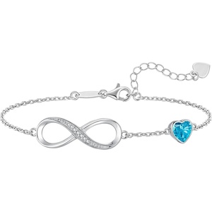 image:imageCDE 925 Sterling Silver Infinity Birthstone Bracelet Jewelry Gift for Women12DecZircon Blue