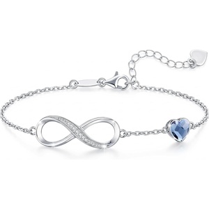 image:imageCDE 925 Sterling Silver Infinity Birthstone Bracelet Jewelry Gift for WomenCrystalBlue