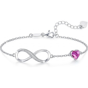 image:imageCDE 925 Sterling Silver Infinity Birthstone Bracelet Jewelry Gift for WomenCrystalPurple