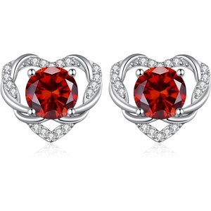 image:imageCDE Angel Wing Black Gothic Heart Birthstone Stud Earrings HypoallergenicWhite0107JanJuly Ruby Red Birthstone