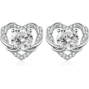 image:imageCDE Angel Wing Black Gothic Heart Birthstone Stud Earrings HypoallergenicWhite04AprWhite Birthstone