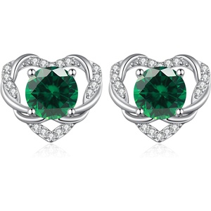 image:imageCDE Angel Wing Black Gothic Heart Birthstone Stud Earrings HypoallergenicWhite05MayEmerald Green Birthstone