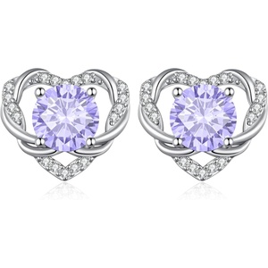 image:imageCDE Angel Wing Black Gothic Heart Birthstone Stud Earrings HypoallergenicWhite06JuneAlexandrite Light Purple Birthstone