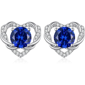 image:imageCDE Angel Wing Black Gothic Heart Birthstone Stud Earrings HypoallergenicWhite09SeptSpahhire Blue Birthstone