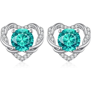 image:imageCDE Angel Wing Black Gothic Heart Birthstone Stud Earrings HypoallergenicWhite12DecBlue Zircon Birthstone