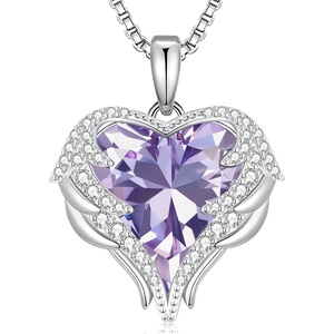 image:imageCDE Angel Wings Heart Birthstone Pendant Necklace Gift for WomenWhite06Alexandrite Light Purple Birthstone