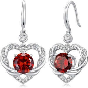 image:imageCDE Angel Wings Heart Gothic Birthstone Dangle Earrings WaterproofWhite0107JanJuly Ruby Red Birthstone