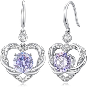 image:imageCDE Angel Wings Heart Gothic Birthstone Dangle Earrings WaterproofWhite06June Alexandrite Light Purple Birthstone